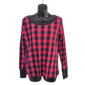 Victoria's Secret Women's Pink Black Plaid Shirt Top Pullover Size S